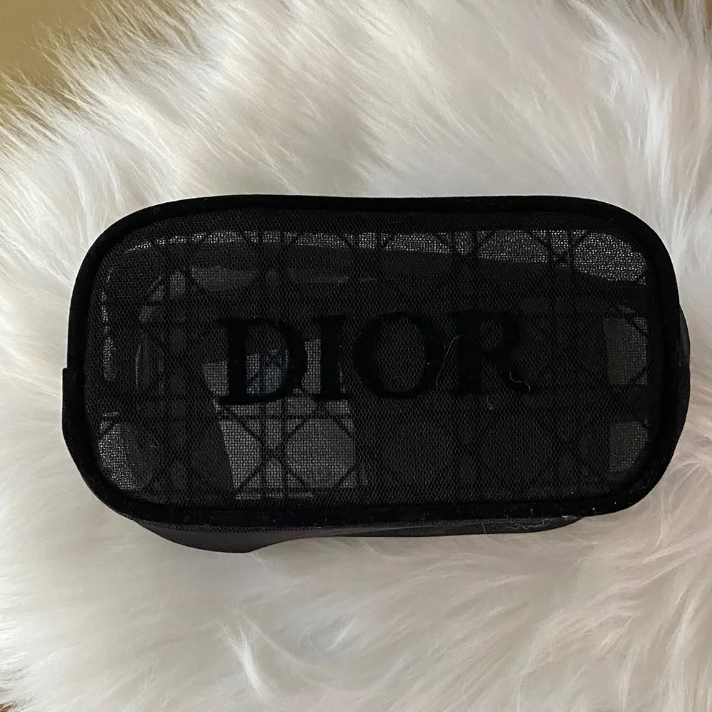 Dior Trousse Black Mesh cosmetics pouch  new 6.5”L x 3.5” H x 3.25”D - Picture 3 of 6